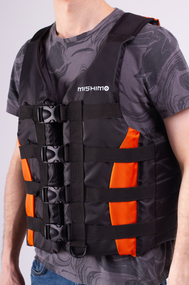 Жилет спасательный MISHIMO PRO Премиум качества Черно-оранжевый в Якутске